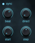Sequencer Sync, Beat, Direction, Start and Step controls